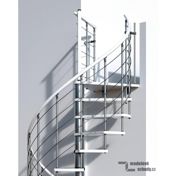 Moderní točité schody Minka Venezia White - bílá barva stupňů